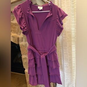 Sundays Magenta Ruffle Mini Dress